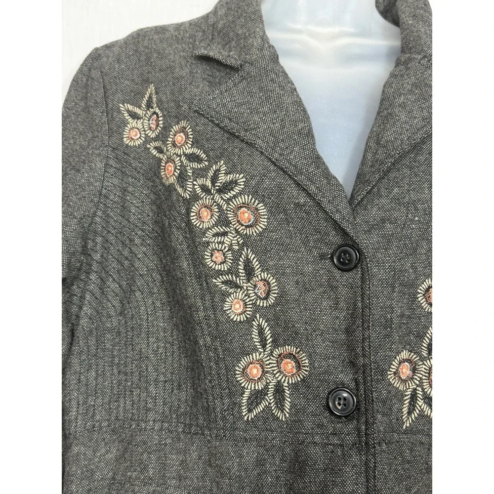 April Cornell Wool Embroidered Blazer‎ Womens M Floral Button Front Jacket - Picture 4 of 13
